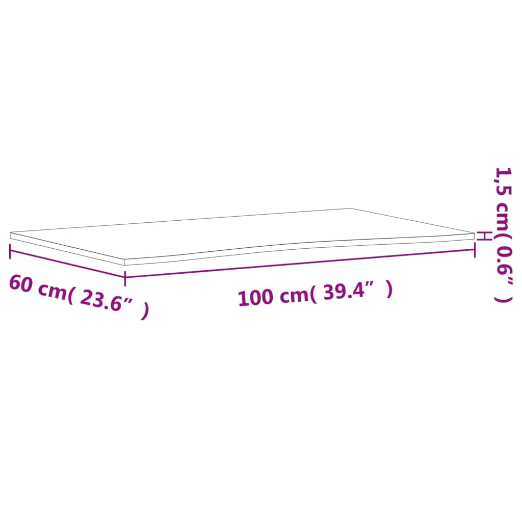 Blat de birou, 100x(55-60)x1,5 cm, lemn masiv de fag