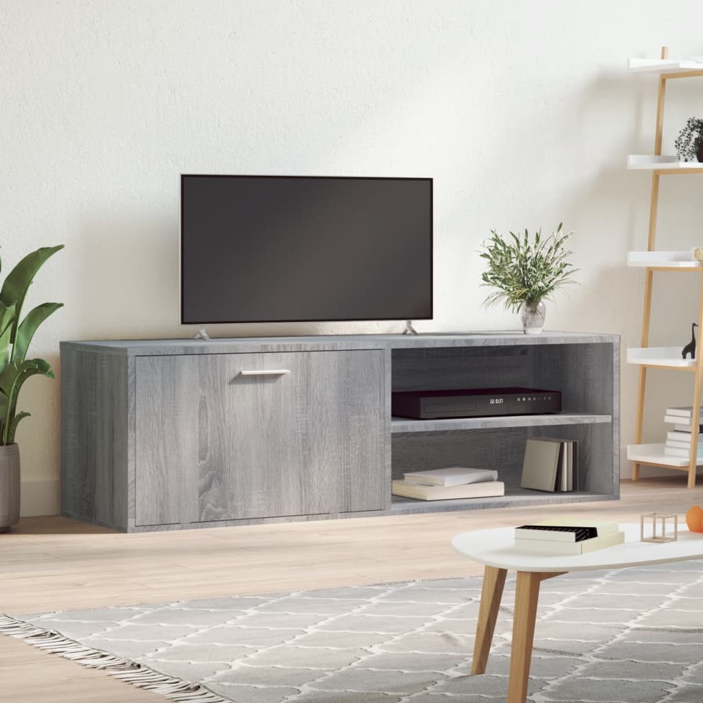 Comodă TV, gri sonoma, 120x34x37 cm, lemn prelucrat - Lando