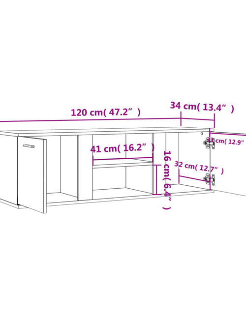 Încărcați imaginea în vizualizatorul Galerie, Comodă TV, stejar fumuriu, 120x34x37 cm, lemn compozit
