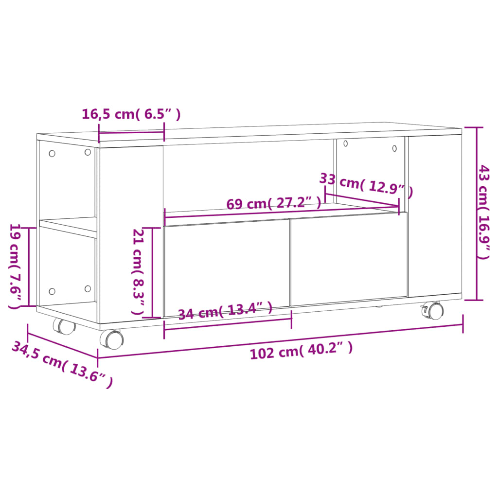 Comodă TV, stejar sonoma, 102x34,5x43 cm, lemn prelucrat