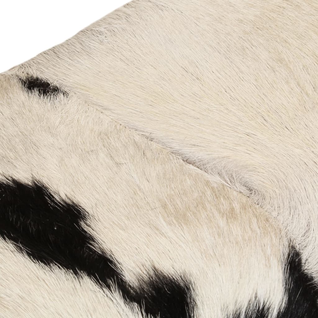 Bancă, alb-negru, 160x28x50 cm, piele naturală de capră