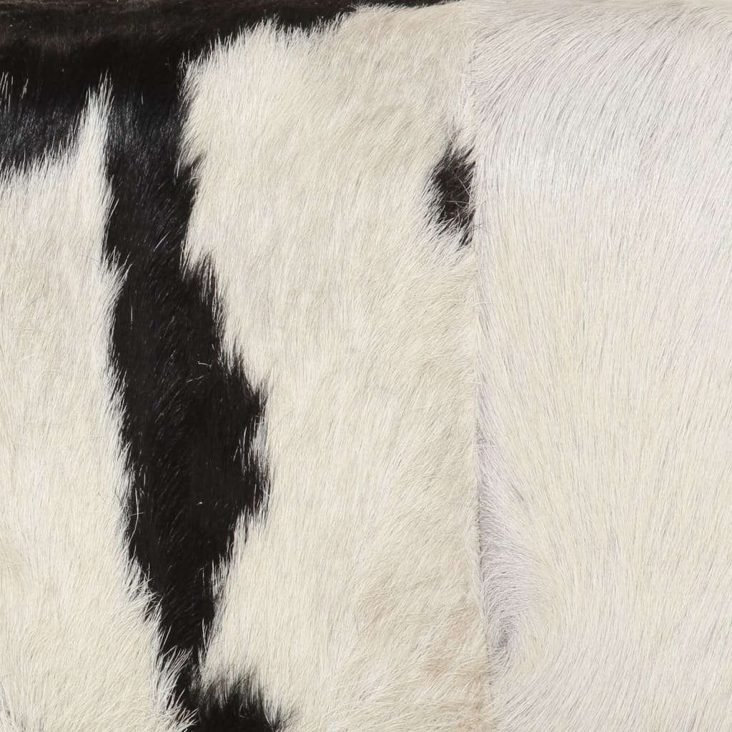 Bancă, alb-negru, 160x28x50 cm, piele naturală de capră