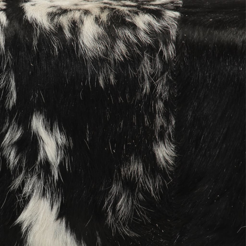 Bancă, alb-negru, 110x30x45 cm, piele naturală de capră