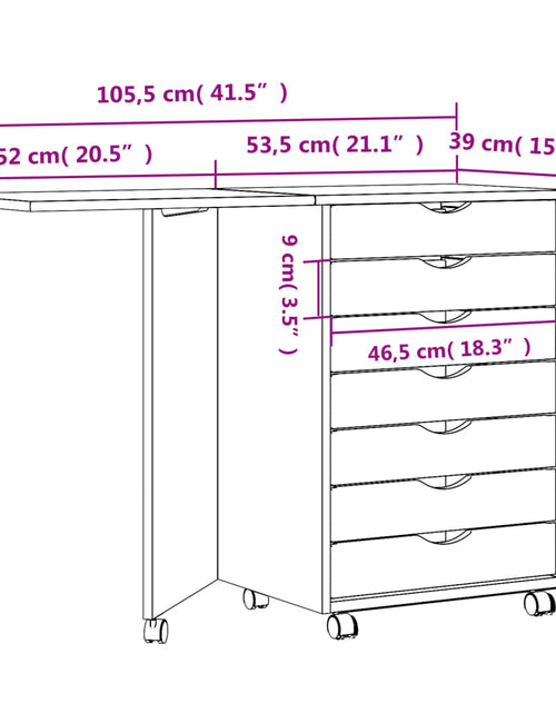 Загрузите изображение в средство просмотра галереи, Dulap rulant cu birou MOSS lemn masiv de pin alb
