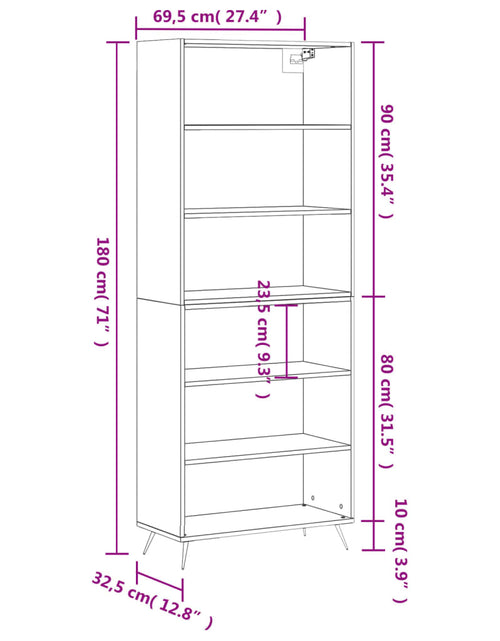 Încărcați imaginea în vizualizatorul Galerie, Dulap înalt, gri beton, 69,5x32,5x180 cm, lemn prelucrat
