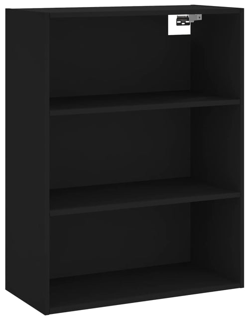 Загрузите изображение в средство просмотра галереи, Dulap înalt, negru, 69,5x32,5x180 cm, lemn compozit
