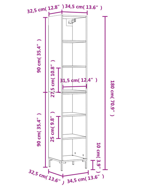 Încărcați imaginea în vizualizatorul Galerie, Dulap înalt, alb extralucios, 34,5x32,5x180 cm, lemn prelucrat
