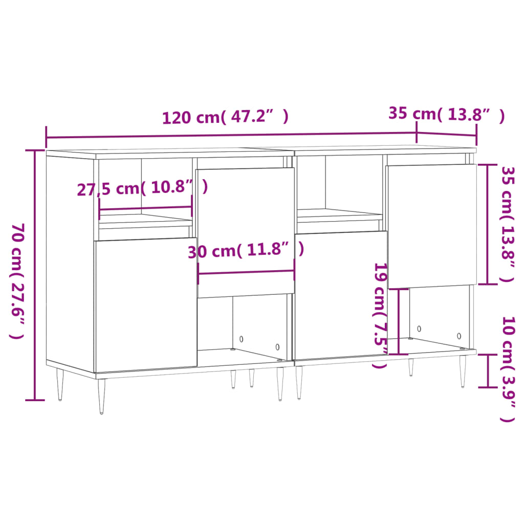 Servante, 2 piese, gri beton, lemn prelucrat