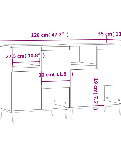 Încărcați imaginea în vizualizatorul Galerie, Servante, 2 buc., stejar maro, lemn prelucrat
