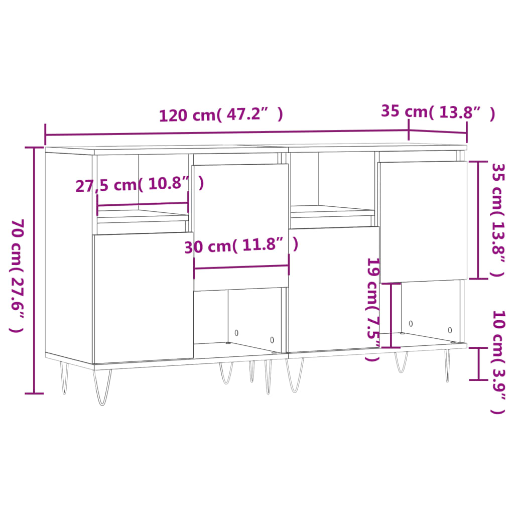 Servante, 2 piese, gri beton, lemn prelucrat