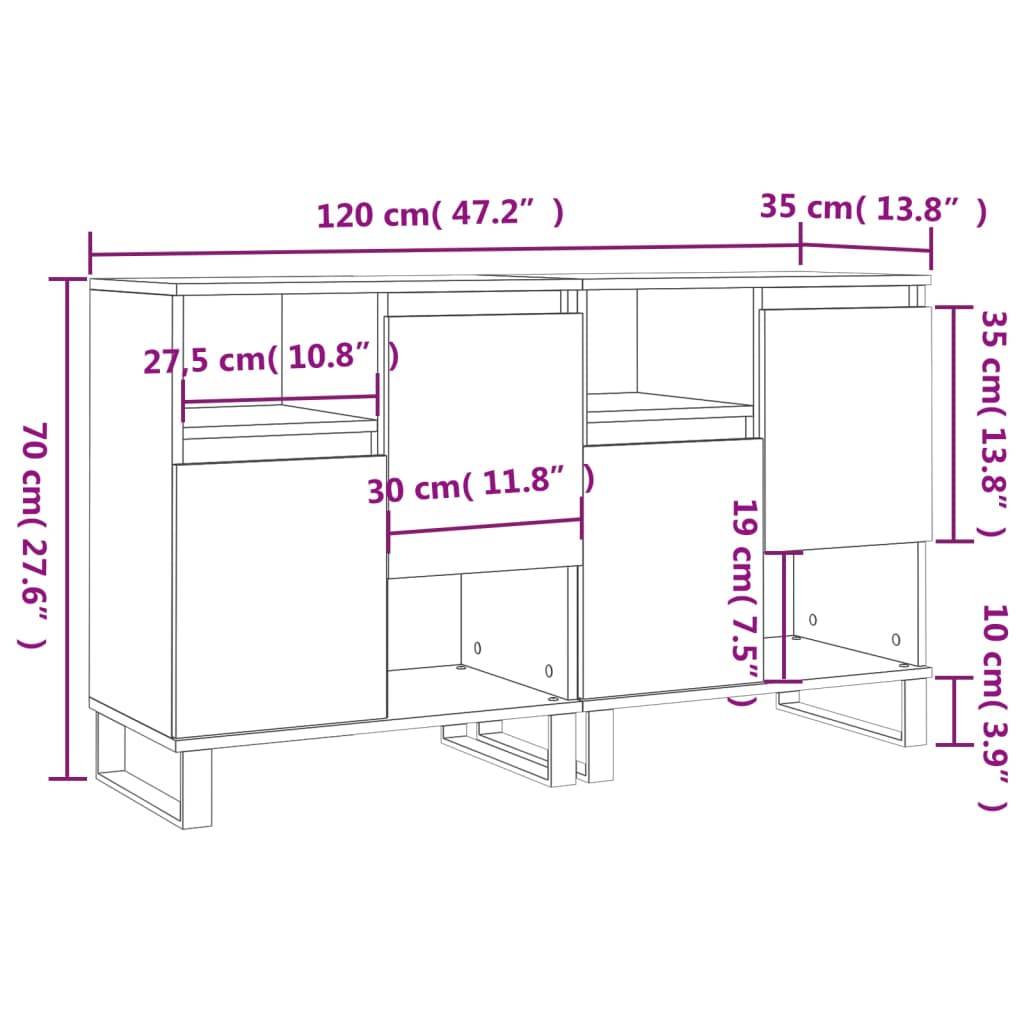 Servante, 2 piese, gri beton, lemn prelucrat