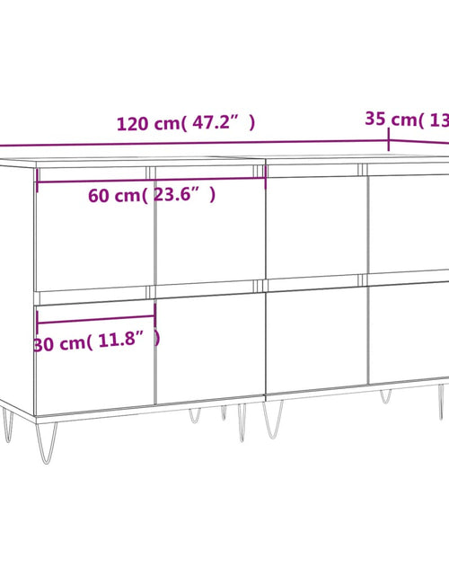 Încărcați imaginea în vizualizatorul Galerie, Servante, 2 buc., stejar afumat, lemn prelucrat
