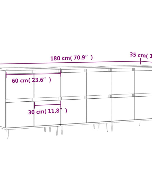Încărcați imaginea în vizualizatorul Galerie, Servantă, 3 buc., stejar maro, lemn prelucrat
