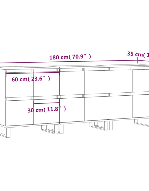 Încărcați imaginea în vizualizatorul Galerie, Servantă, 3 buc., stejar fumuriu, lemn prelucrat
