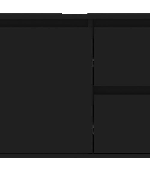 Загрузите изображение в средство просмотра галереи, Set mobilier de baie, 3 piese, negru, lemn compozit
