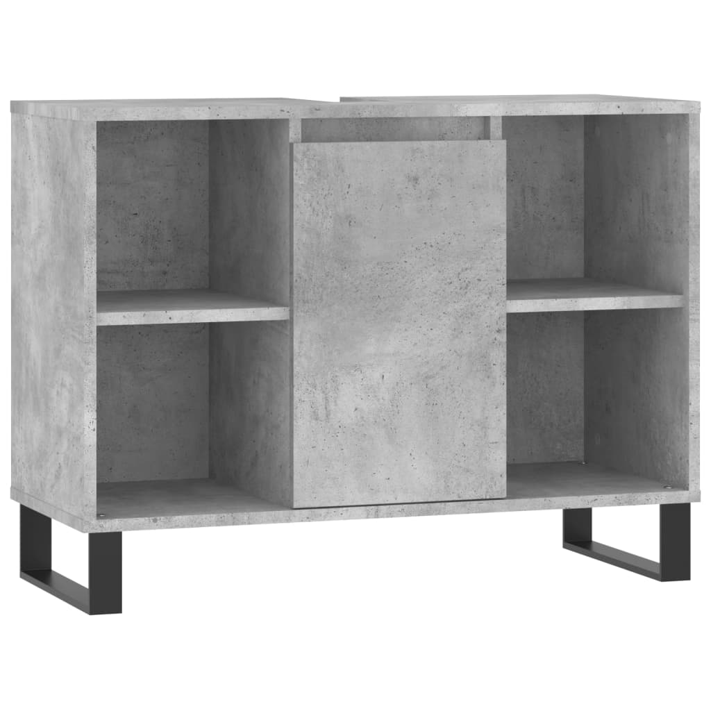 Set mobilier de baie, 3 piese, gri beton, lemn compozit