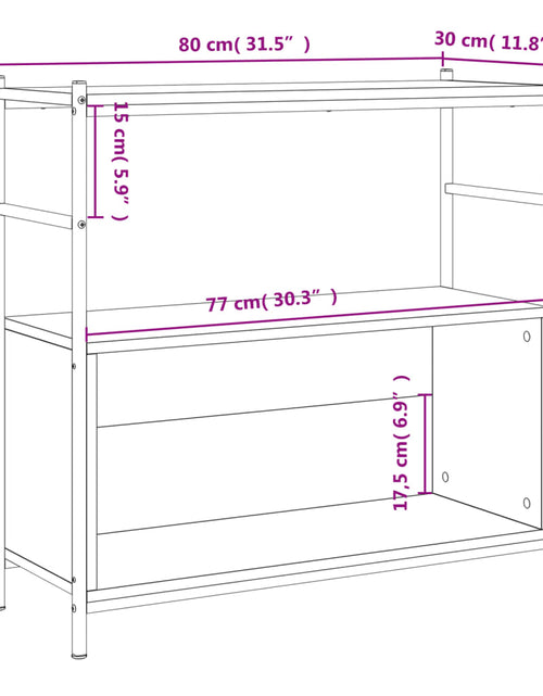 Încărcați imaginea în vizualizatorul Galerie, Raft de cărți stejar sonoma 80x30x78,5cm lemn prelucrat și fier
