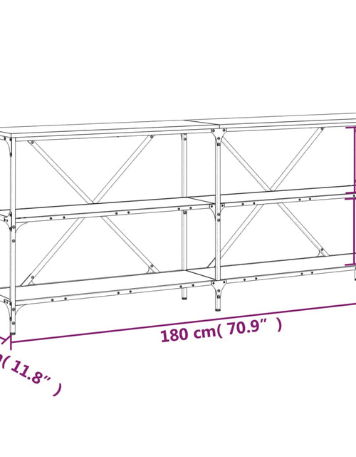 Загрузите изображение в средство просмотра галереи, Masă consolă stejar sonoma 180x30x75 cm lemn prelucrat și fier
