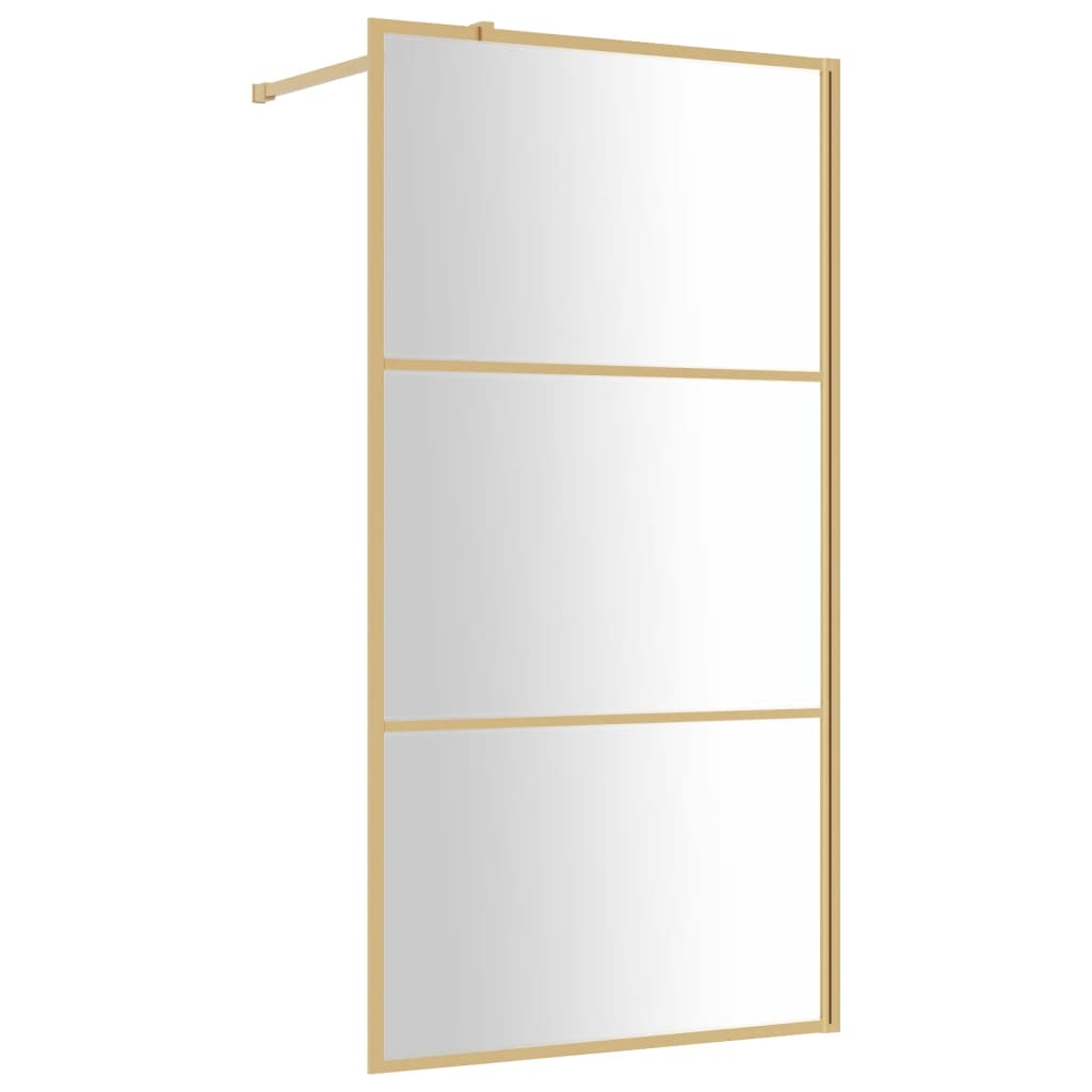 Paravan de duș walk-in auriu 115x195 cm sticlă ESG transparentă