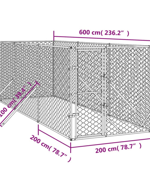 Încărcați imaginea în vizualizatorul Galerie, Padoc de exterior pentru câini argintiu 2x6x2 m oțel galvanizat
