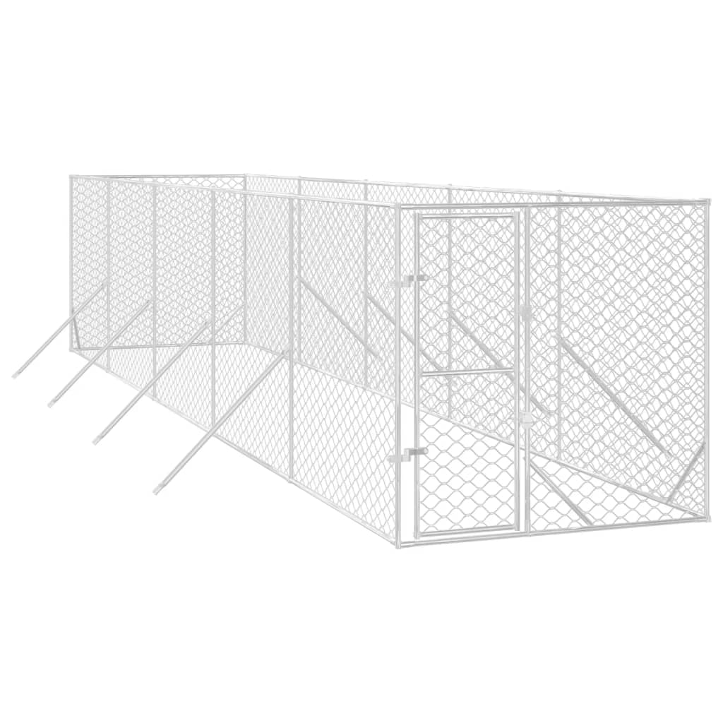 Padoc de exterior pentru câini argintiu 2x10x2m oțel galvanizat