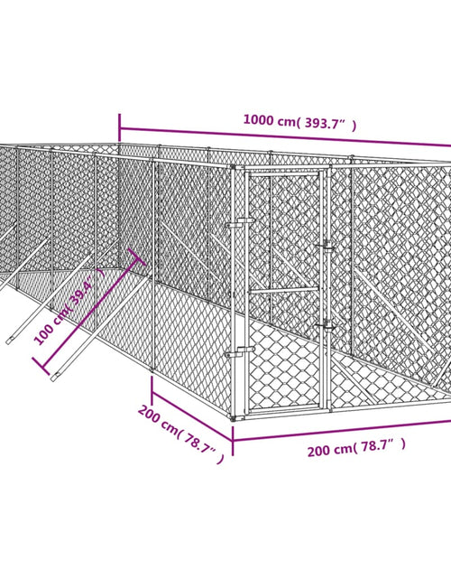 Încărcați imaginea în vizualizatorul Galerie, Padoc de exterior pentru câini argintiu 2x10x2m oțel galvanizat
