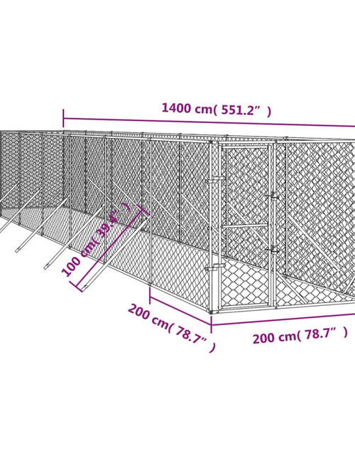 Загрузите изображение в средство просмотра галереи, Padoc de exterior pentru câini argintiu 2x14x2m oțel galvanizat
