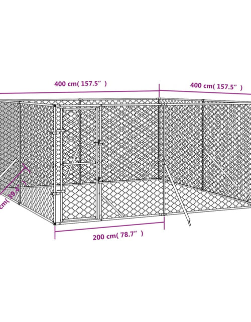 Încărcați imaginea în vizualizatorul Galerie, Padoc de exterior pentru câini argintiu 4x4x2 m oțel galvanizat
