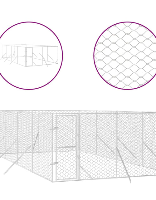 Загрузите изображение в средство просмотра галереи, Padoc de exterior pentru câini argintiu 4x8x2 m oțel galvanizat
