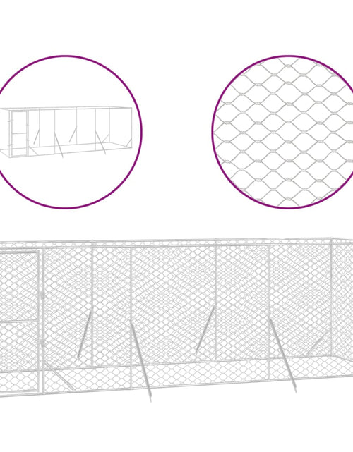 Загрузите изображение в средство просмотра галереи, Padoc de exterior pentru câini argintiu 6x2x2 m oțel galvanizat
