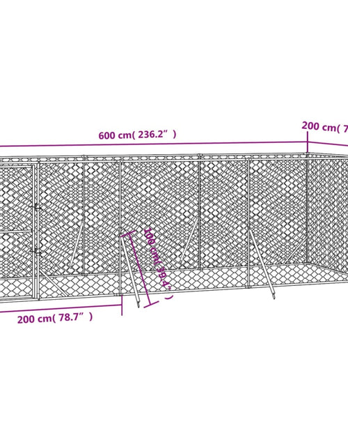 Загрузите изображение в средство просмотра галереи, Padoc de exterior pentru câini argintiu 6x2x2 m oțel galvanizat
