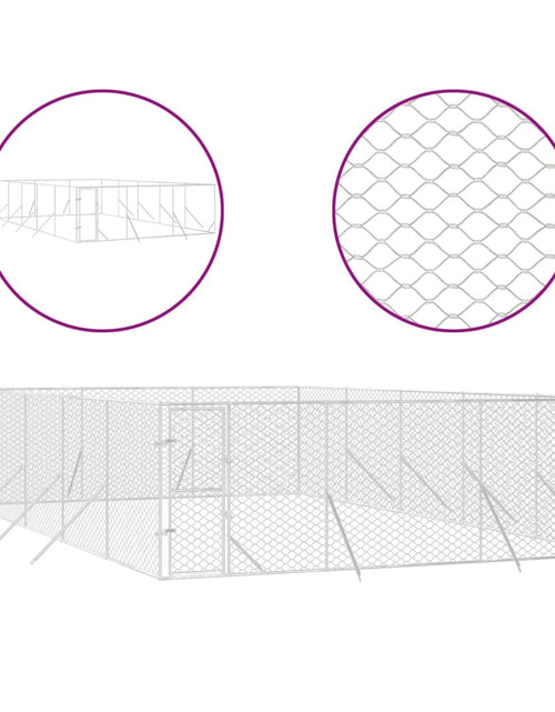 Загрузите изображение в средство просмотра галереи, Padoc de exterior pentru câini argintiu 6x10x2m oțel galvanizat
