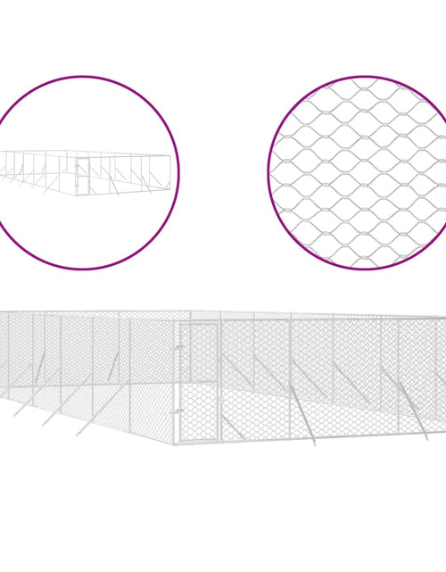 Загрузите изображение в средство просмотра галереи, Padoc de exterior pentru câini argintiu 6x14x2m oțel galvanizat
