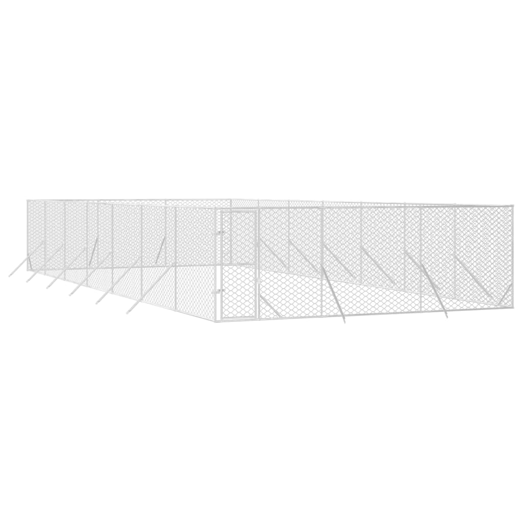 Padoc de exterior pentru câini argintiu 6x14x2m oțel galvanizat