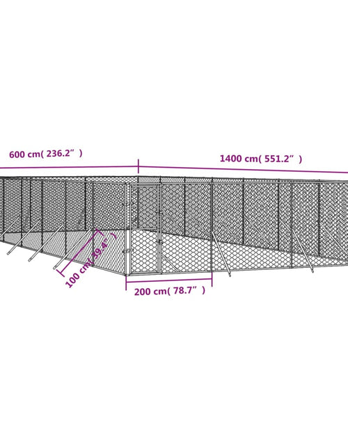 Загрузите изображение в средство просмотра галереи, Padoc de exterior pentru câini argintiu 6x14x2m oțel galvanizat
