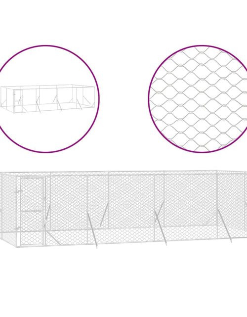 Загрузите изображение в средство просмотра галереи, Padoc de exterior pentru câini argintiu 8x4x2 m oțel galvanizat
