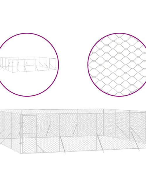 Загрузите изображение в средство просмотра галереи, Padoc de exterior pentru câini argintiu 8x8x2 m oțel galvanizat
