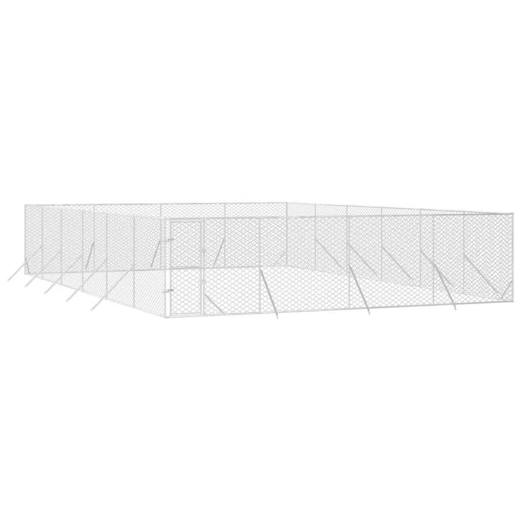 Padoc de exterior pentru câini argintiu 8x12x2m oțel galvanizat