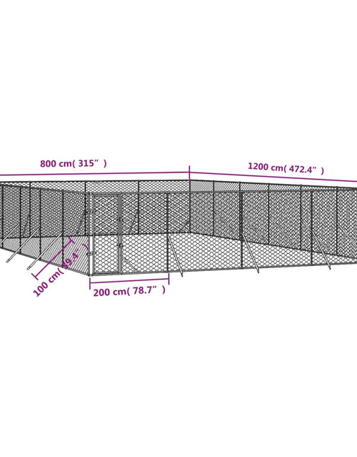 Загрузите изображение в средство просмотра галереи, Padoc de exterior pentru câini argintiu 8x12x2m oțel galvanizat
