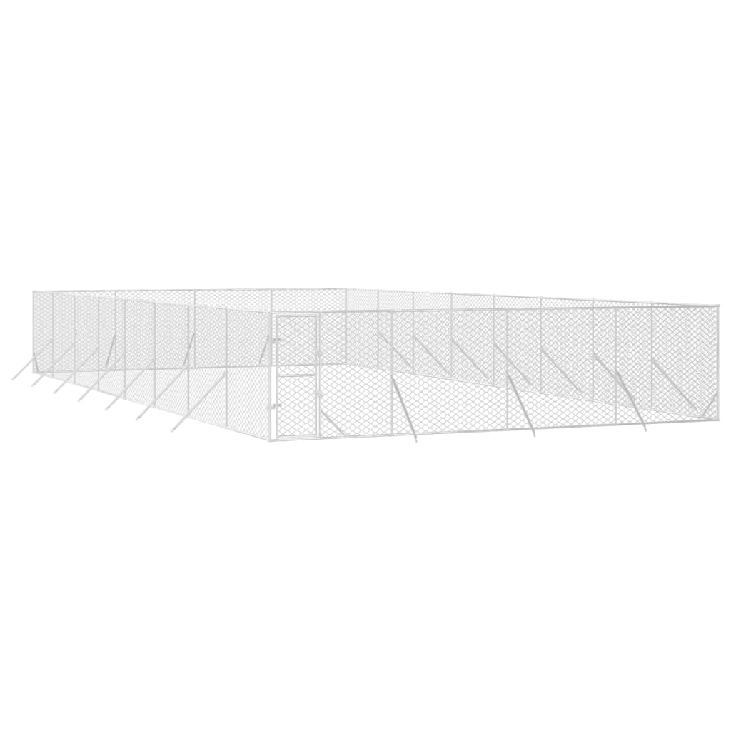 Padoc de exterior pentru câini argintiu 8x16x2m oțel galvanizat