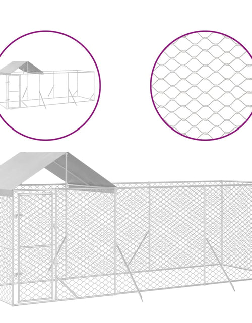 Загрузите изображение в средство просмотра галереи, Padoc de exterior cu acoperiș argintiu 6x2x2,5m oțel galvanizat
