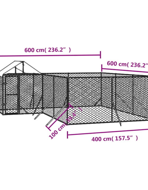 Încărcați imaginea în vizualizatorul Galerie, Padoc de exterior cu acoperiș argintiu 6x6x2,5m oțel galvanizat
