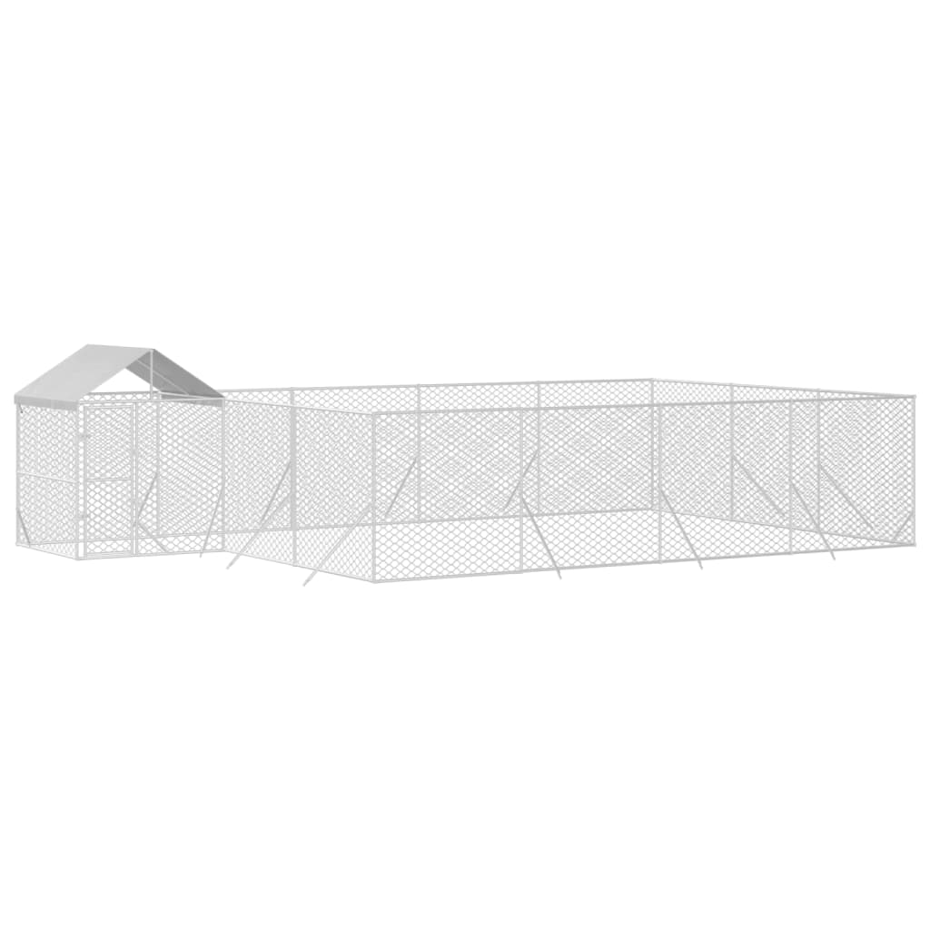 Padoc exterior cu acoperiș argintiu 10x6x2,5 m oțel galvanizat