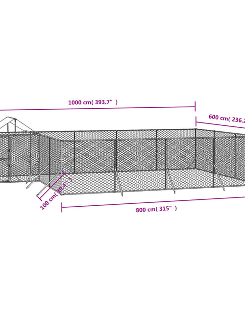 Загрузите изображение в средство просмотра галереи, Padoc exterior cu acoperiș argintiu 10x6x2,5 m oțel galvanizat
