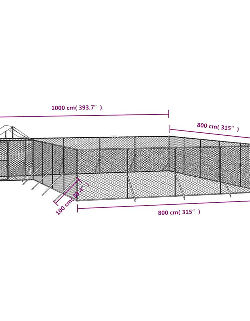 Încărcați imaginea în vizualizatorul Galerie, Padoc exterior cu acoperiș argintiu 10x8x2,5 m oțel galvanizat
