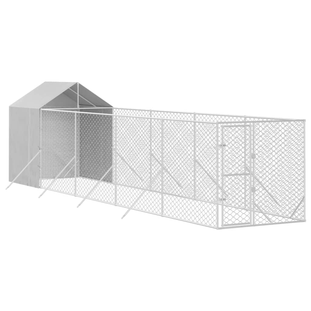 Padoc exterior cu acoperiș argintiu 2x10x2,5 m oțel galvanizat