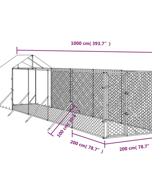 Загрузите изображение в средство просмотра галереи, Padoc exterior cu acoperiș argintiu 2x10x2,5 m oțel galvanizat
