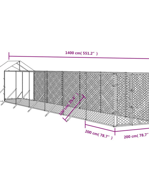 Încărcați imaginea în vizualizatorul Galerie, Padoc exterior cu acoperiș argintiu 2x14x2,5 m oțel galvanizat
