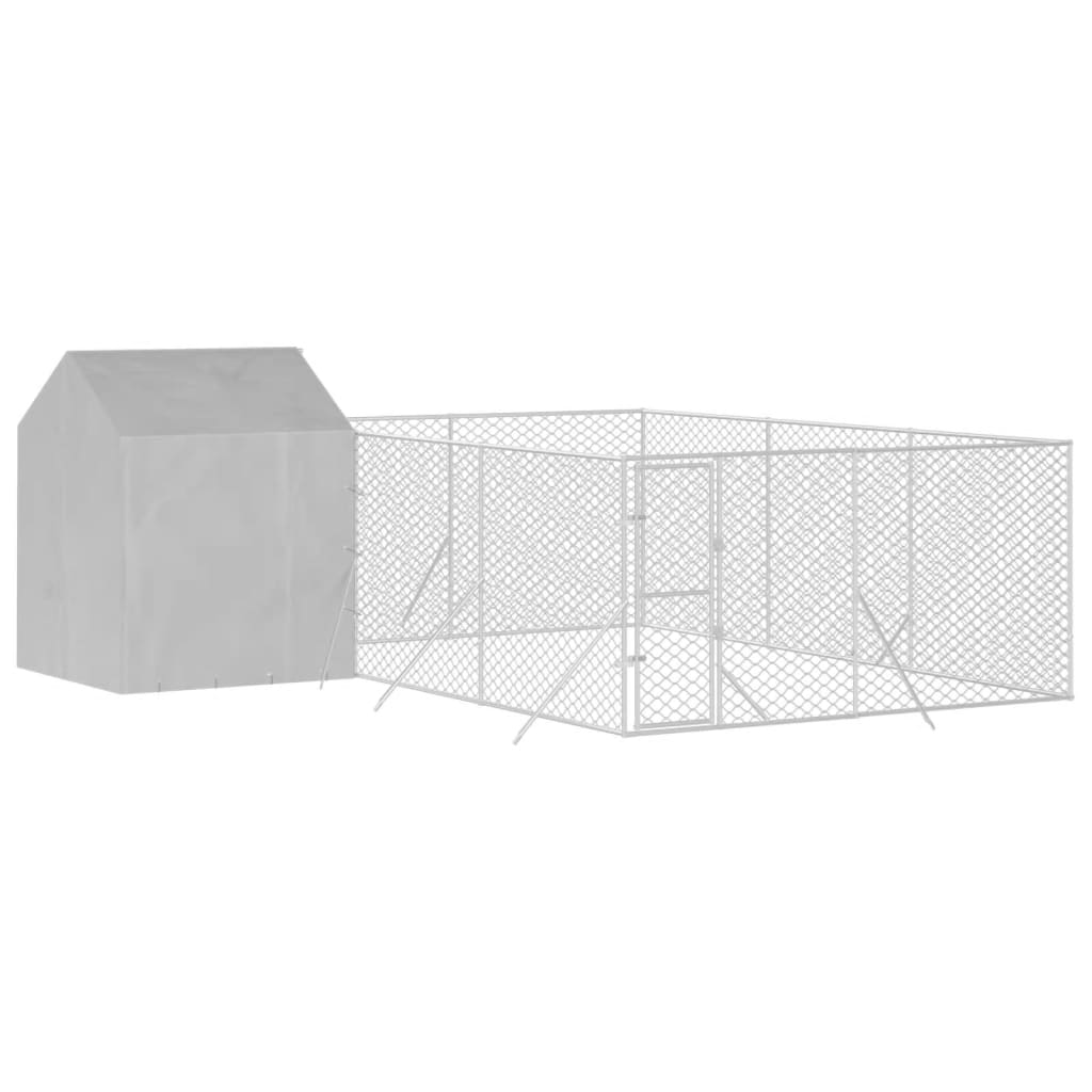 Padoc de exterior cu acoperiș argintiu 6x6x2,5m oțel galvanizat