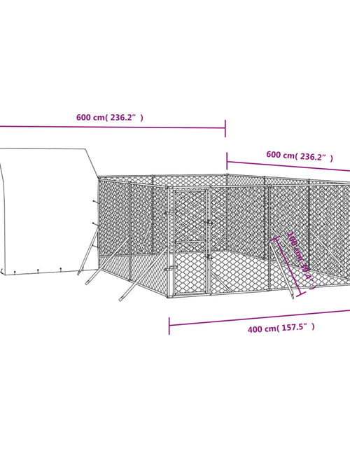 Загрузите изображение в средство просмотра галереи, Padoc de exterior cu acoperiș argintiu 6x6x2,5m oțel galvanizat
